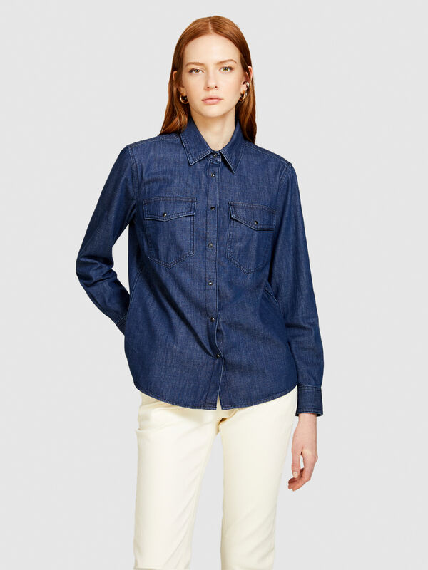 Comfort fit jean shirt - women's shirts | Sisley