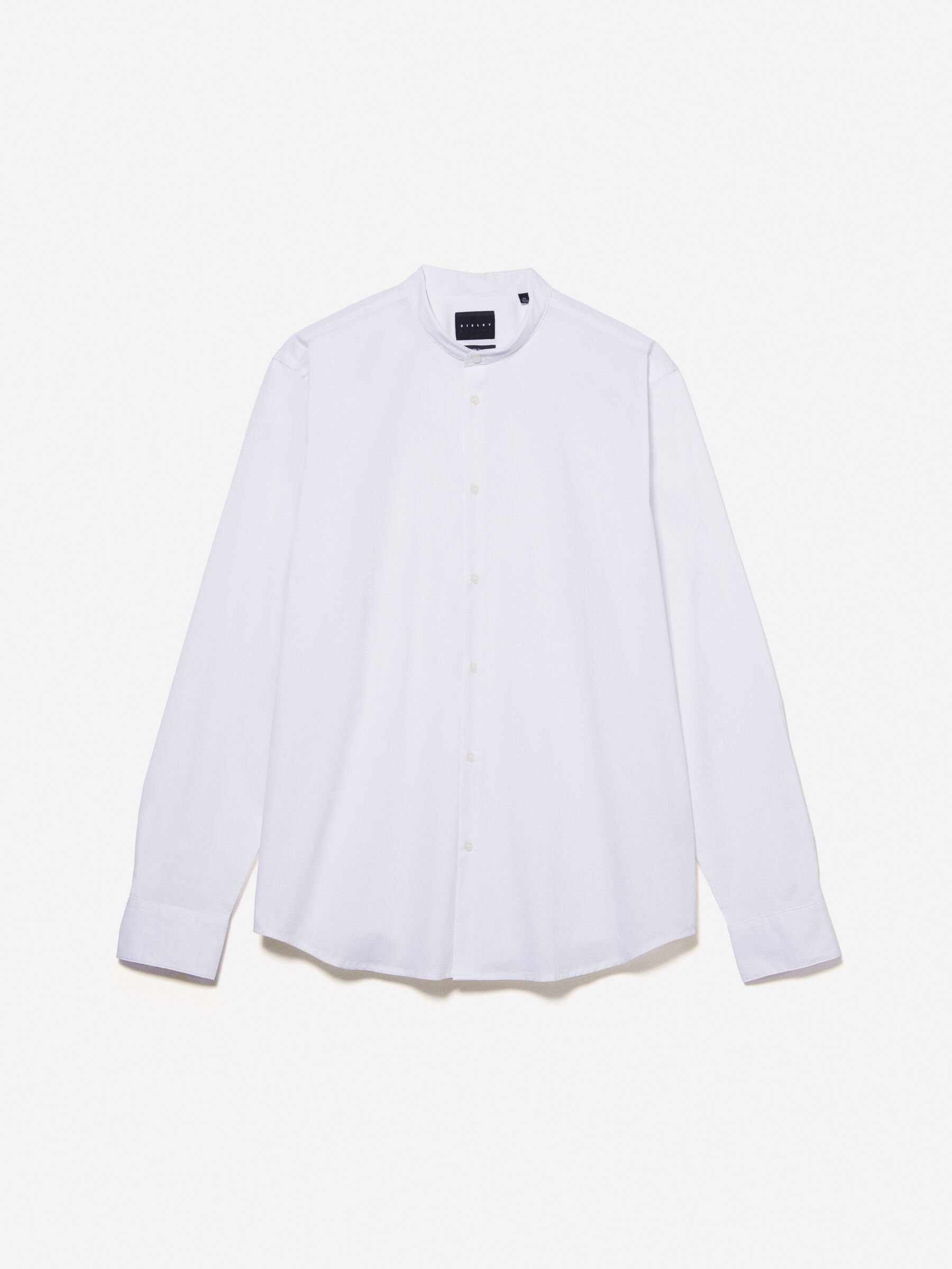 White Mandarin collar slim fit shirt, White - Sisley