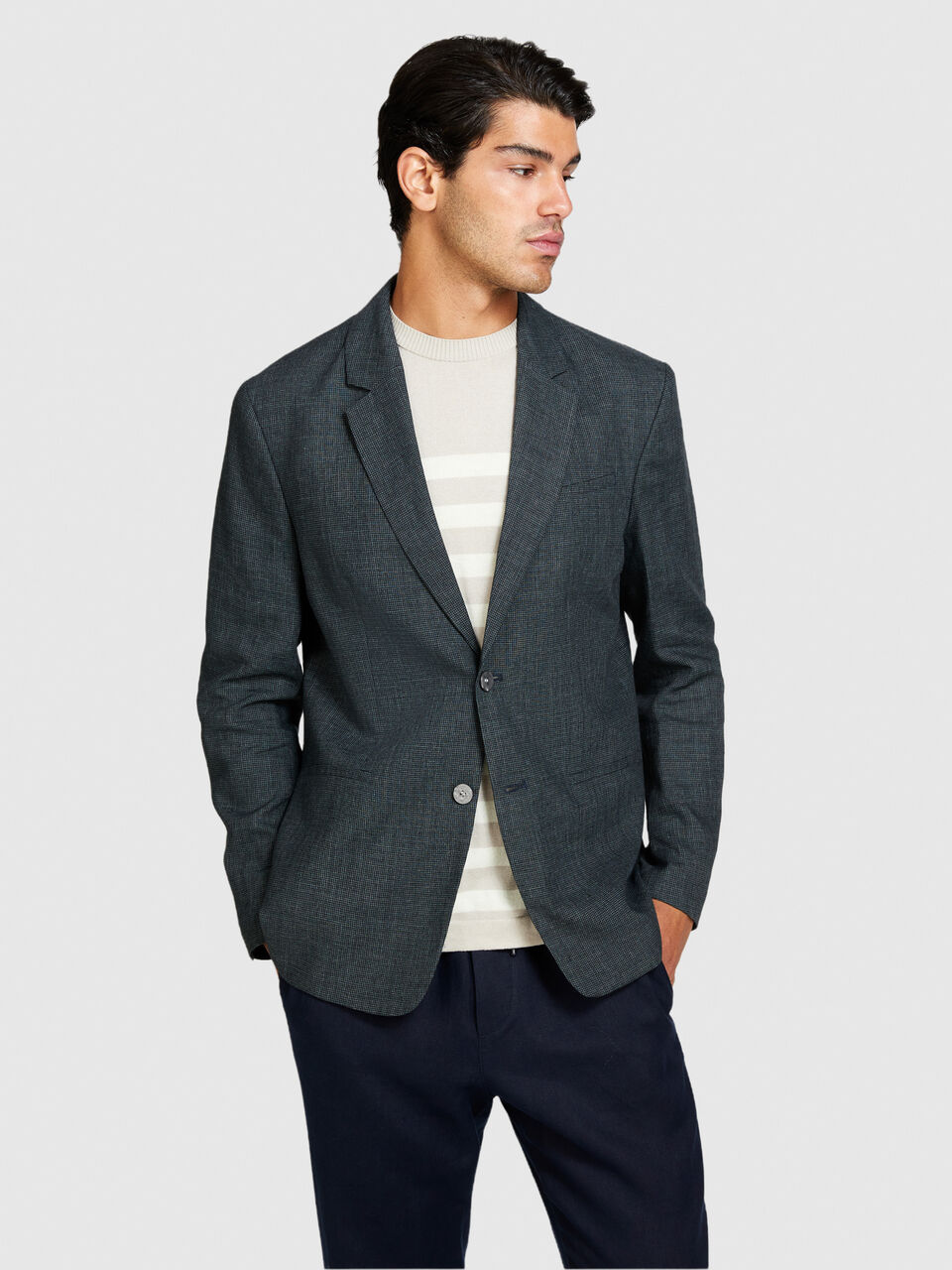 Single-breasted blazer in linen blend Men image number null