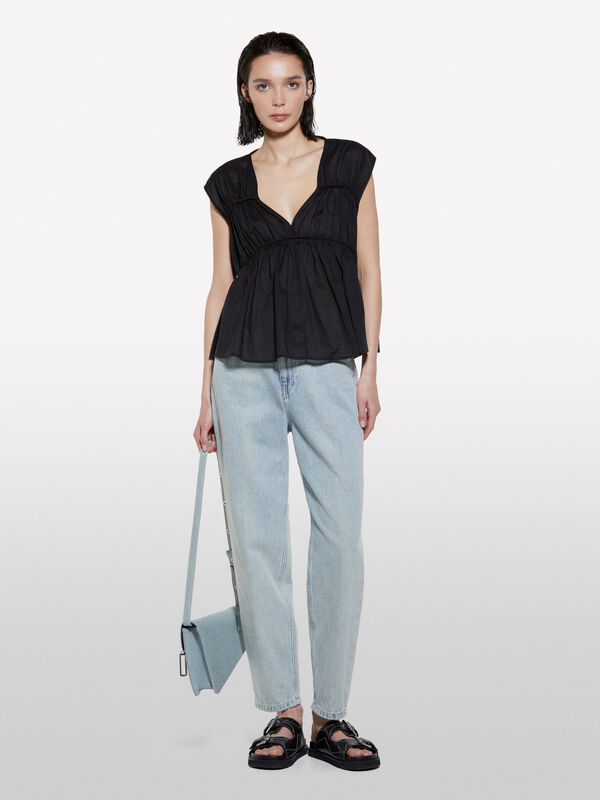 Black top with curl - women's tops | Sisley