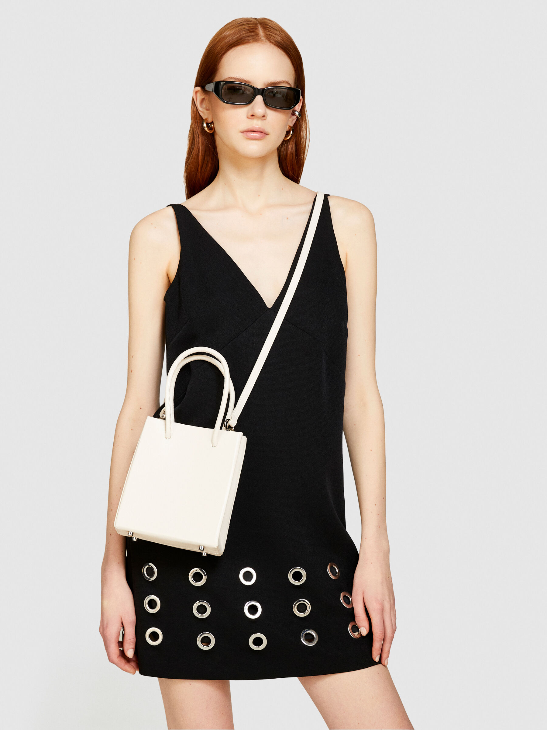 Mini tote bag with shoulder strap Creamy White Sisley