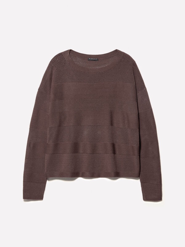 Brown boat neck sweater - women's boat neck sweaters | Sisley