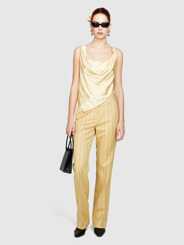 Asymmetric satin top - women's tops | Sisley