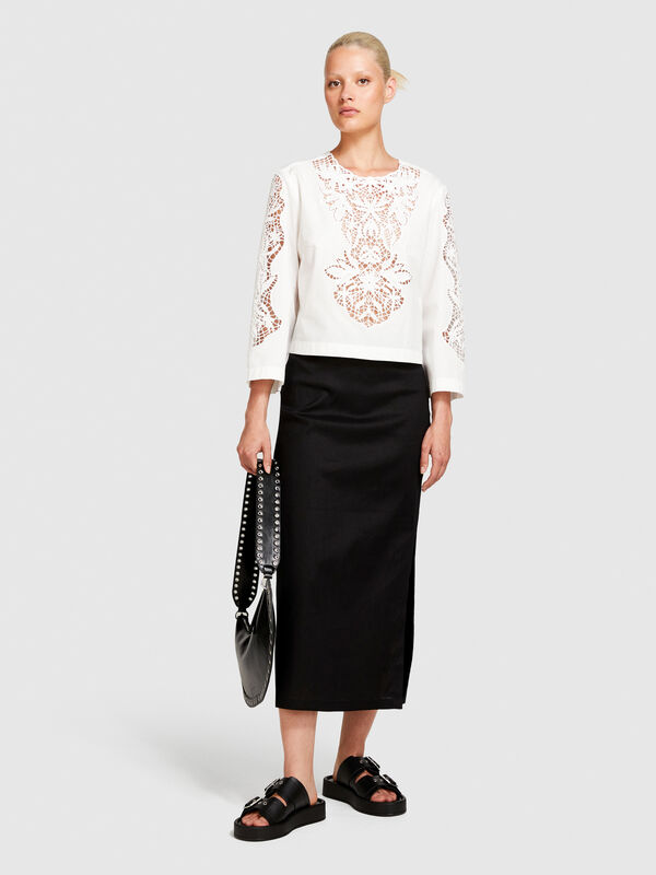 Blouse with crochet - women's blouses | Sisley