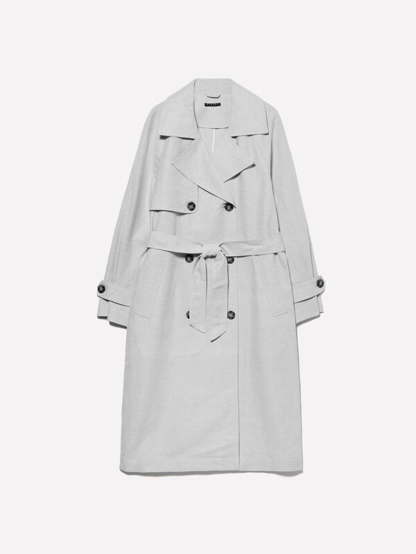 Beige double-breasted trench coat - women's trench coats & rain coats | Sisley