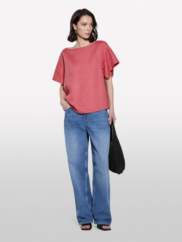 Blush blouse in 100% linen - women's blouses | Sisley