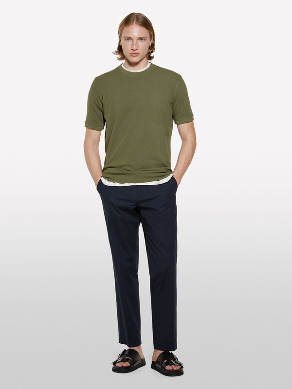 Military green slim fit t-shirt Military green slim fit t-shirt - men's short sleeve t-shirts | Sisley