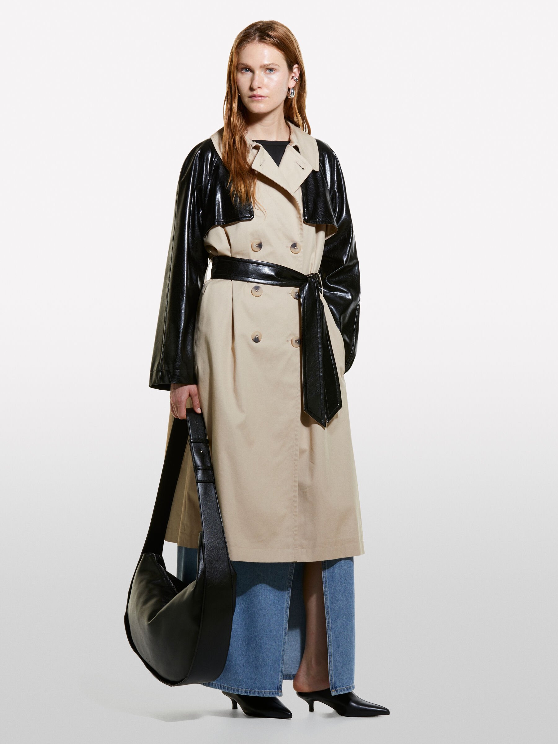 Trench coat with contrast, Multi-color - Sisley