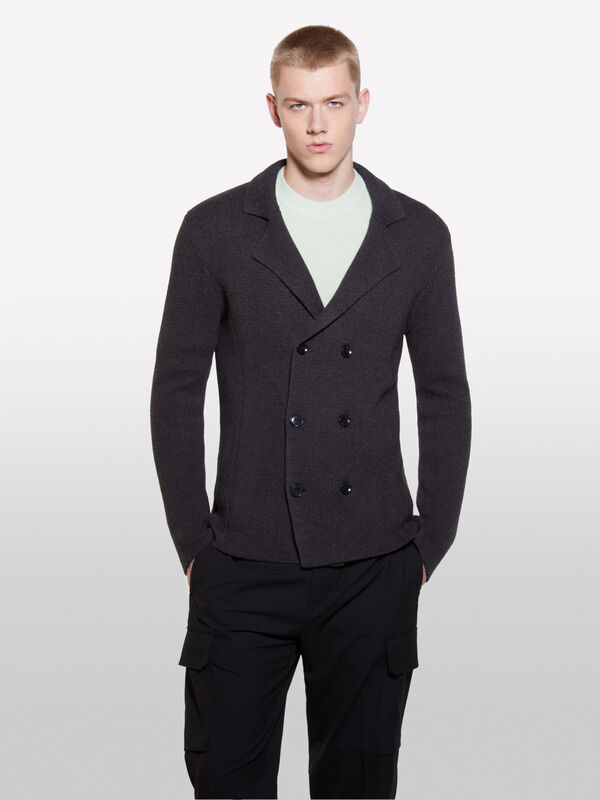 Double-breasted knit blazer - men's blazers | Sisley