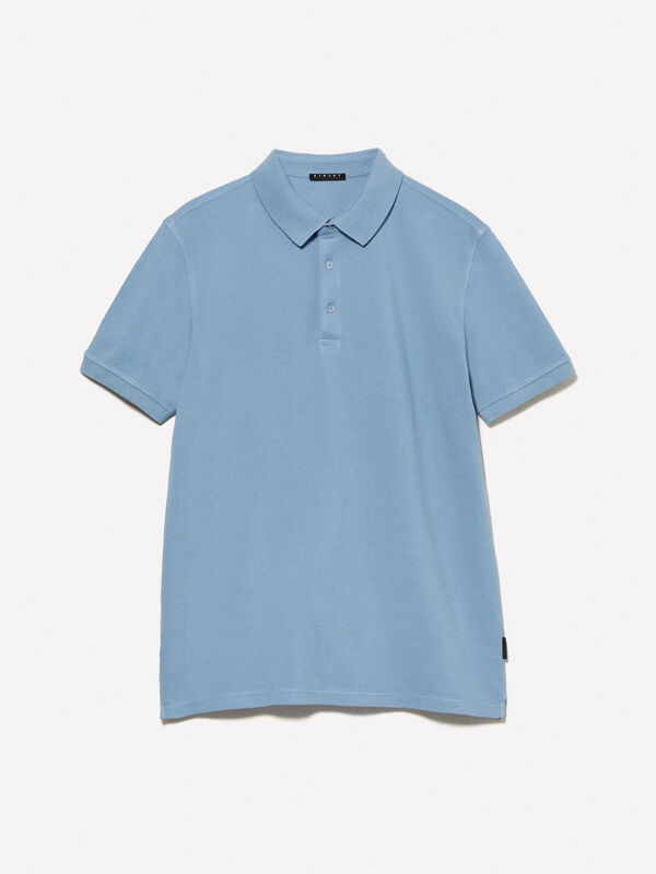 Light blue 100% cotton polo - men's polos | Sisley