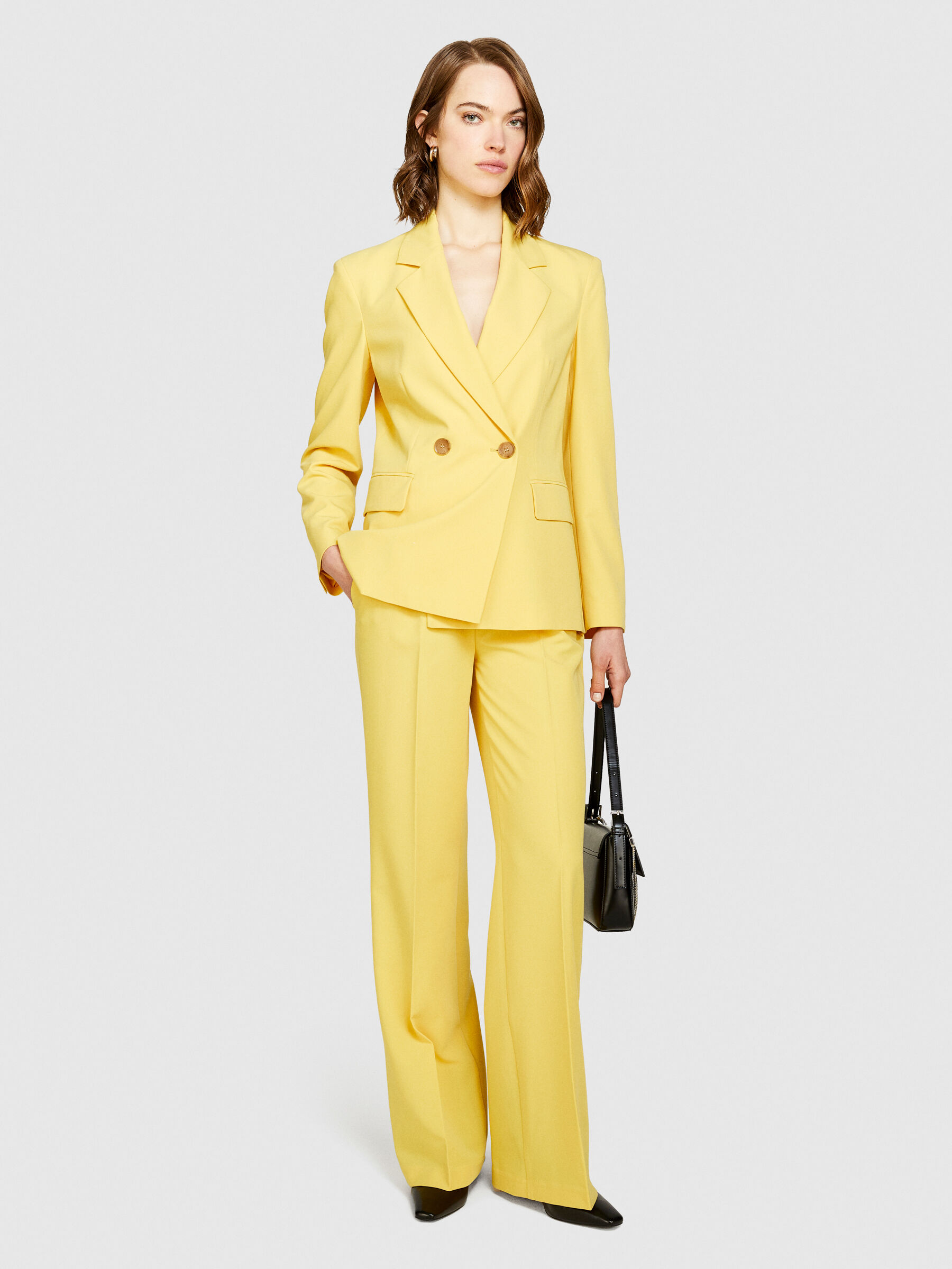 Double breasted slim fit blazer Yellow Sisley