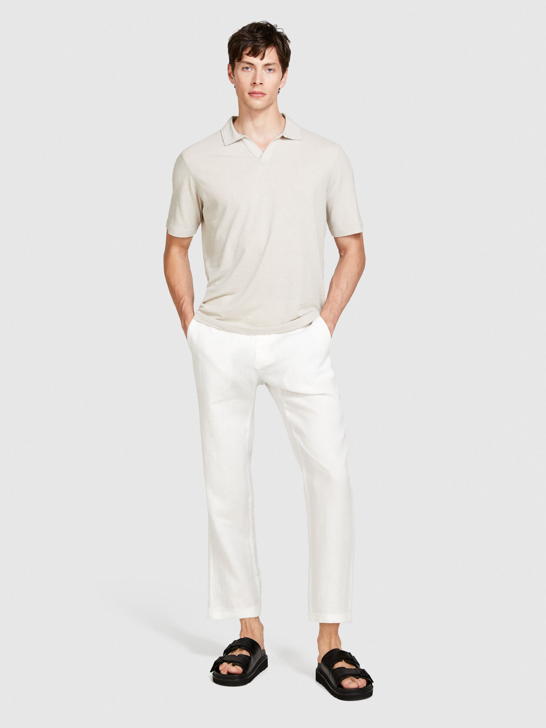 Regular fit trousers in 100% linen Men image number null
