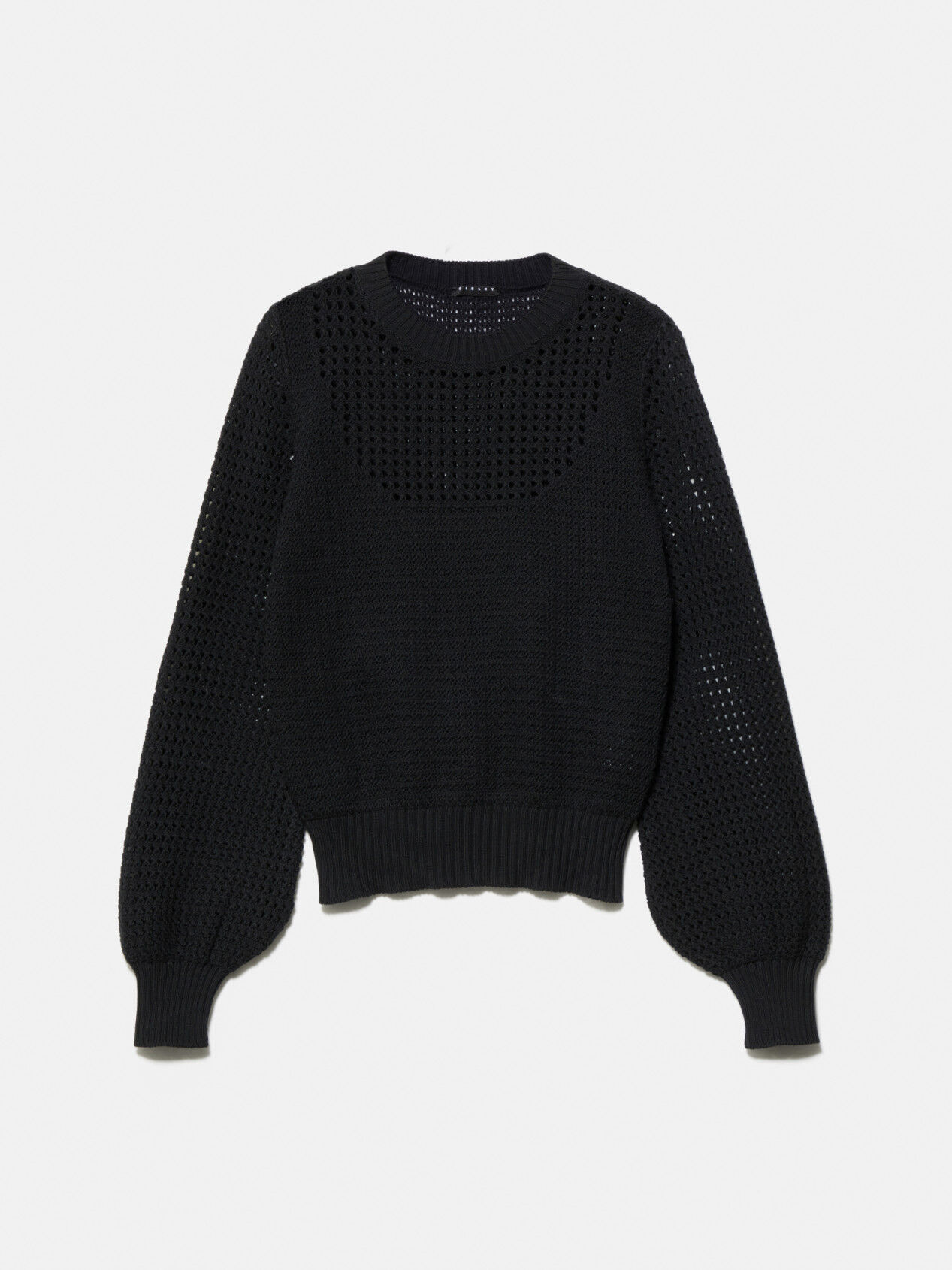 handle open knit tops.Blackレディース - ニット/セーター