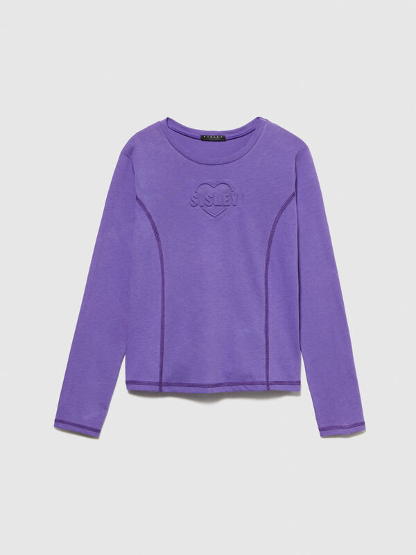 T-shirt with embossed print - girls' long sleeve t-shirts | Sisley Young