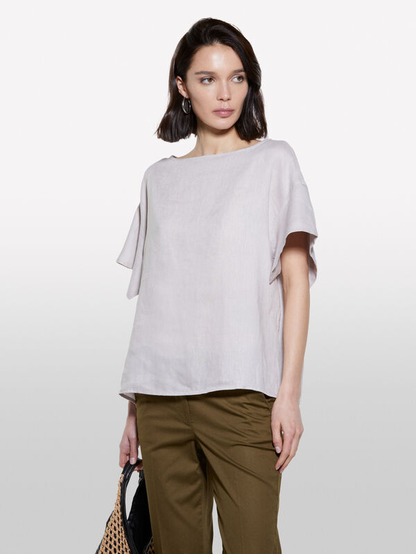 Gray blouse in 100% linen - women's blouses | Sisley