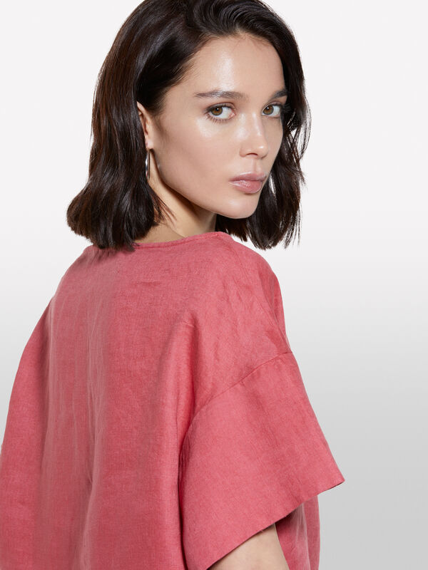 Blush blouse in 100% linen - women's blouses | Sisley