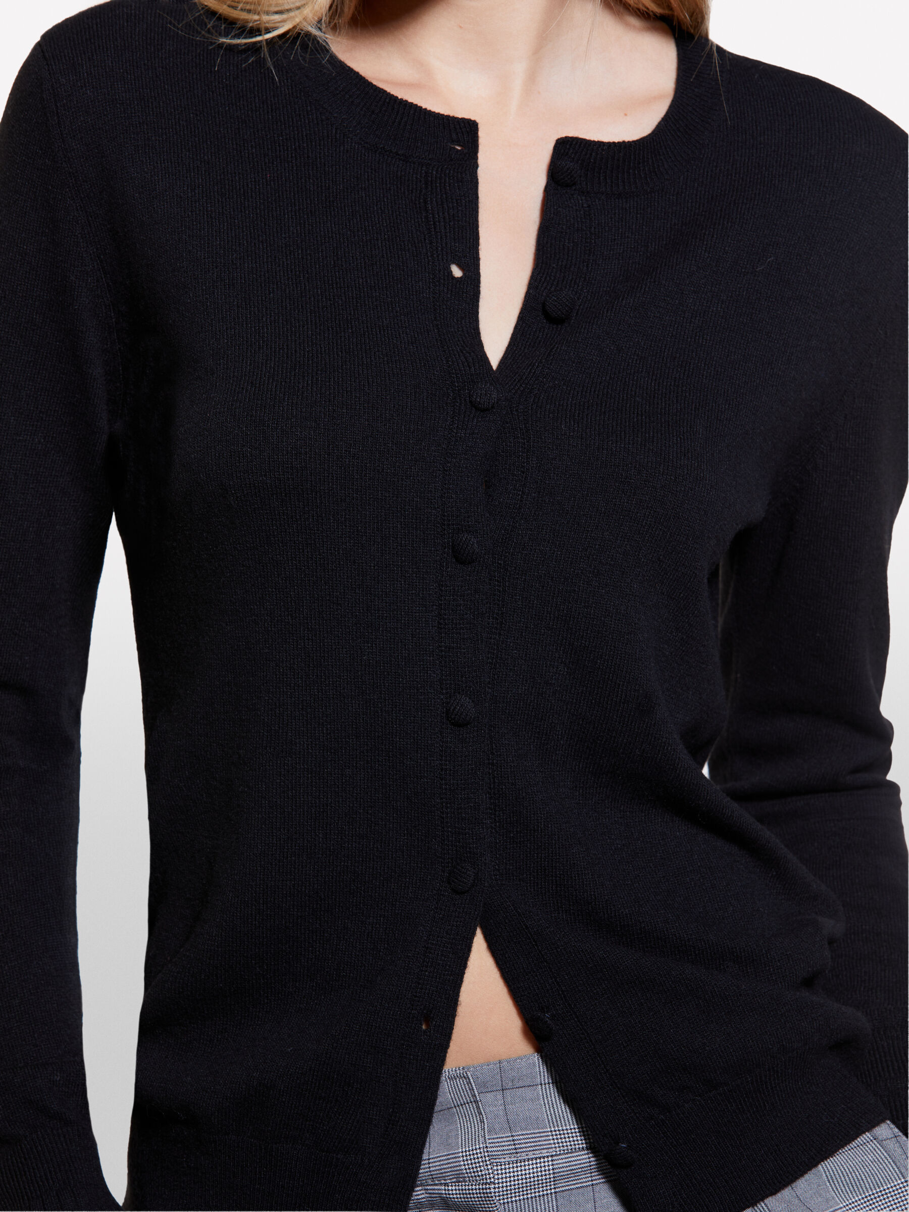 Black knit cardigan, Black - Sisley