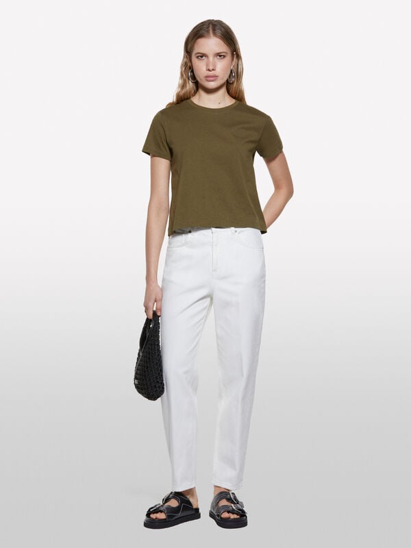 Military green boxy fit t-shirt Military green boxy fit t-shirt - women's short sleeve t-shirts | Sisley