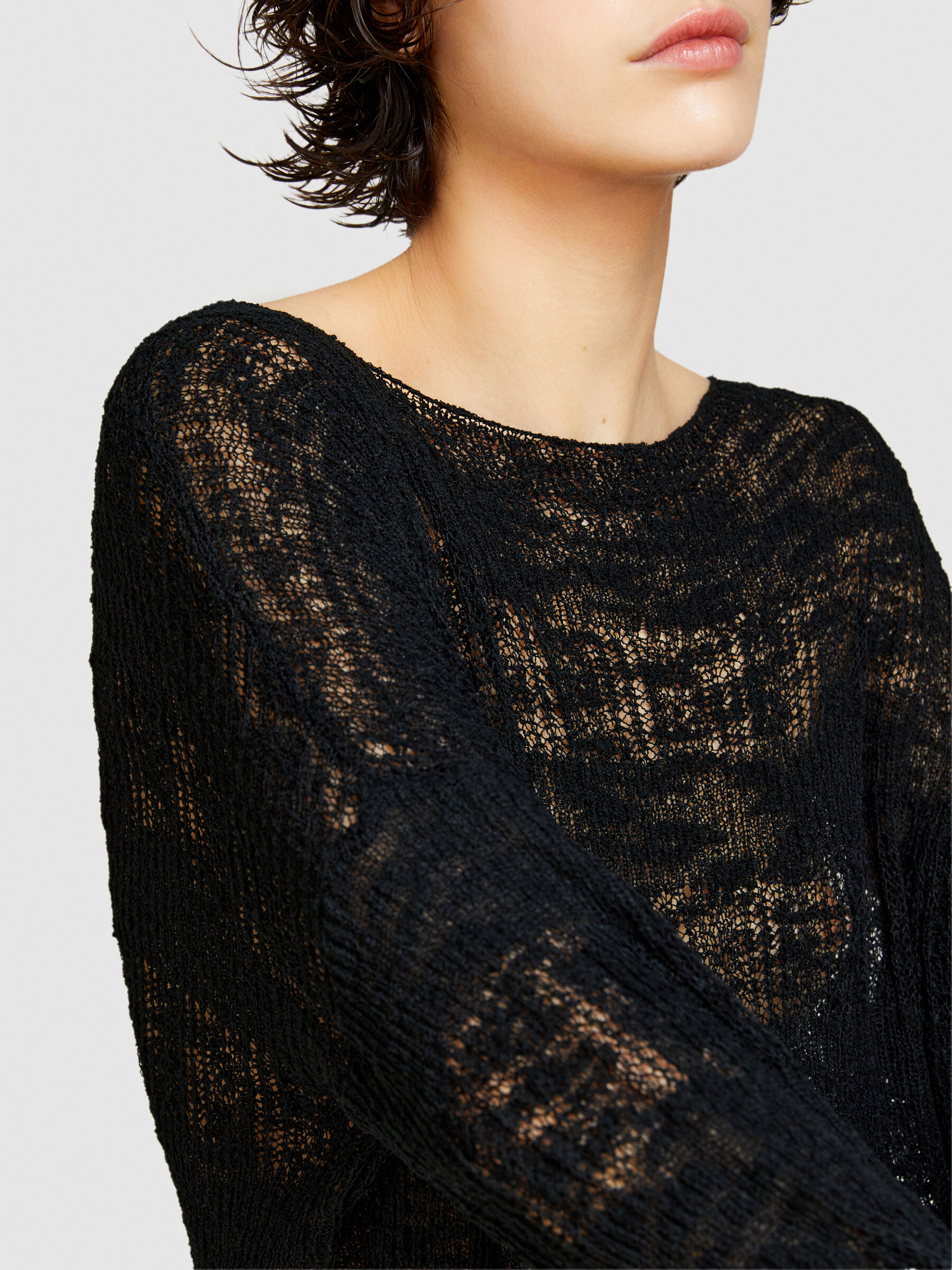Boat neck sweater, Black - Sisley Boat neck sweater, Black - Sisley