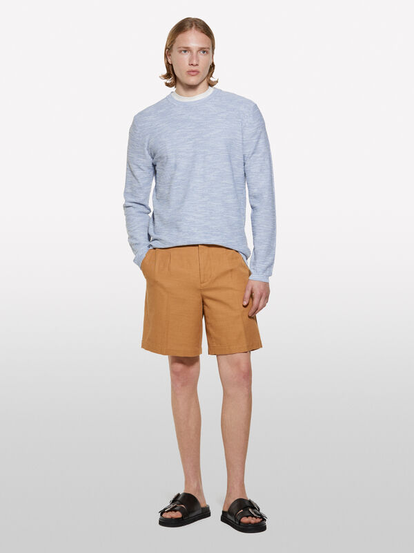 Light blue melange top - men's crew neck sweaters | Sisley