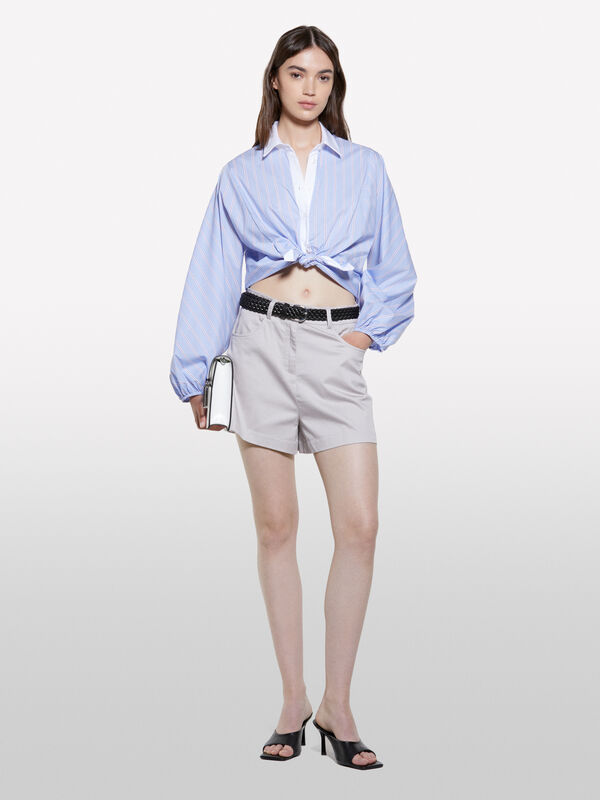 Light blue striped shirt with contrast - women's shirts | Sisley