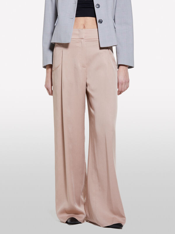 Brown flowy trousers - women's palazzo trousers | Sisley