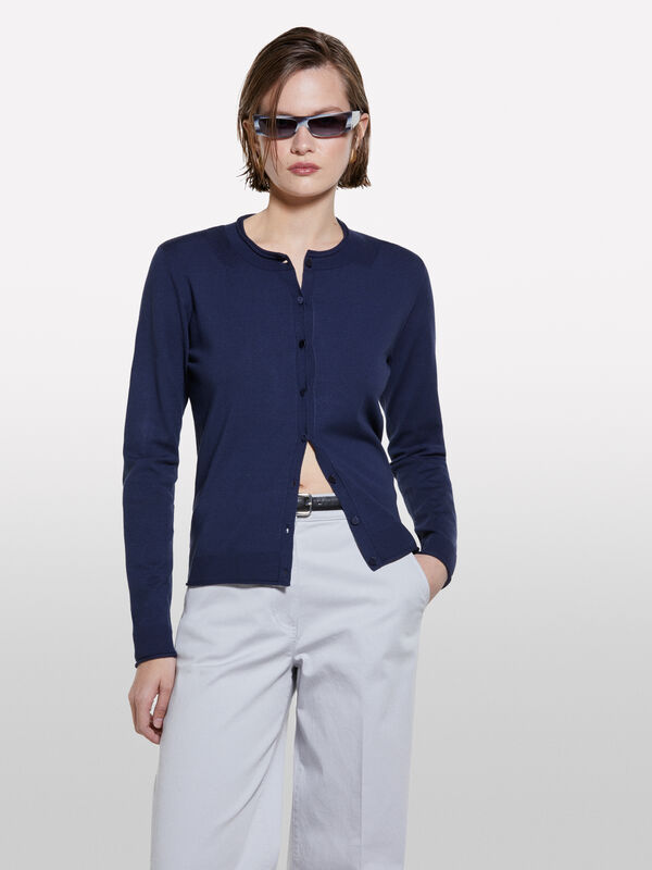 Dark blue regular fit cardigan  - women's cardigans | Sisley