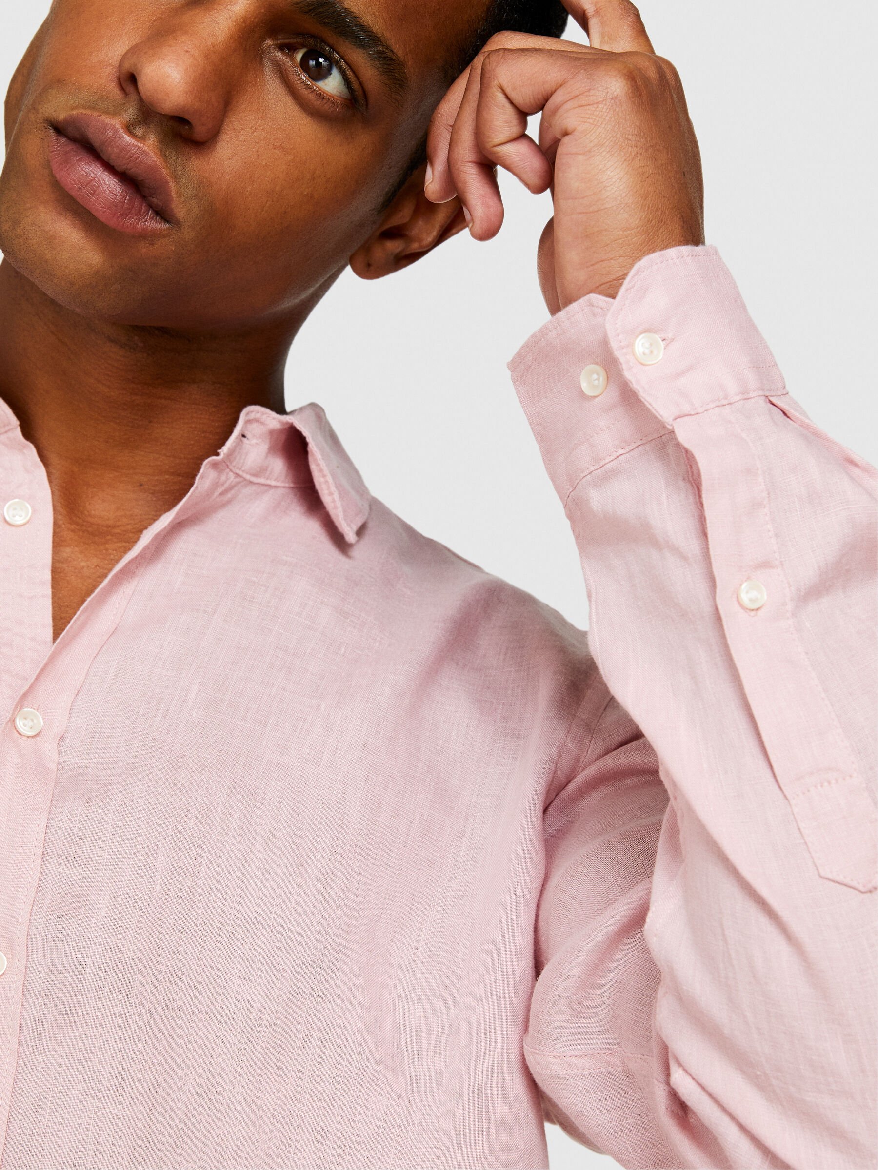 Pink linen shirt mens cheap