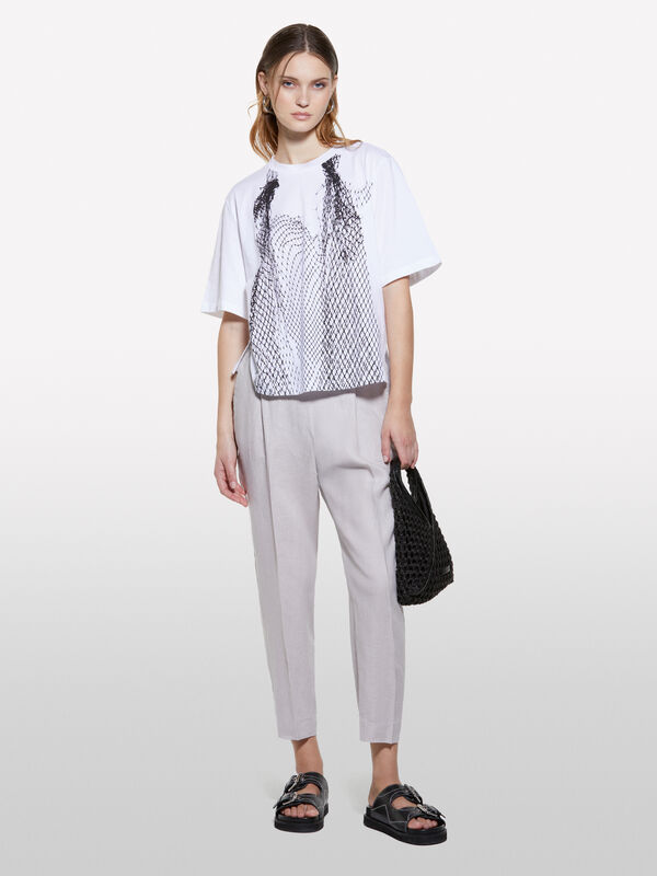 Gray joggers in 100% linen - women's joggers | Sisley