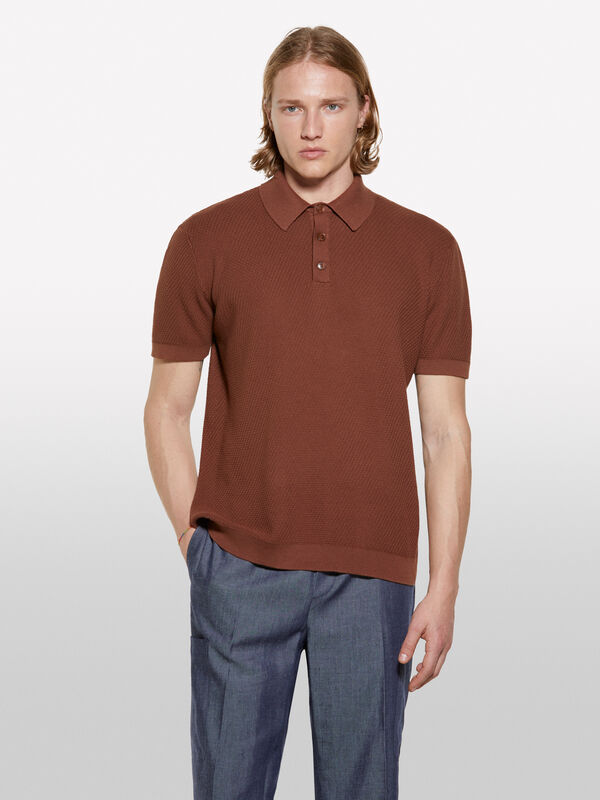 Brown knit polo - men's polos | Sisley