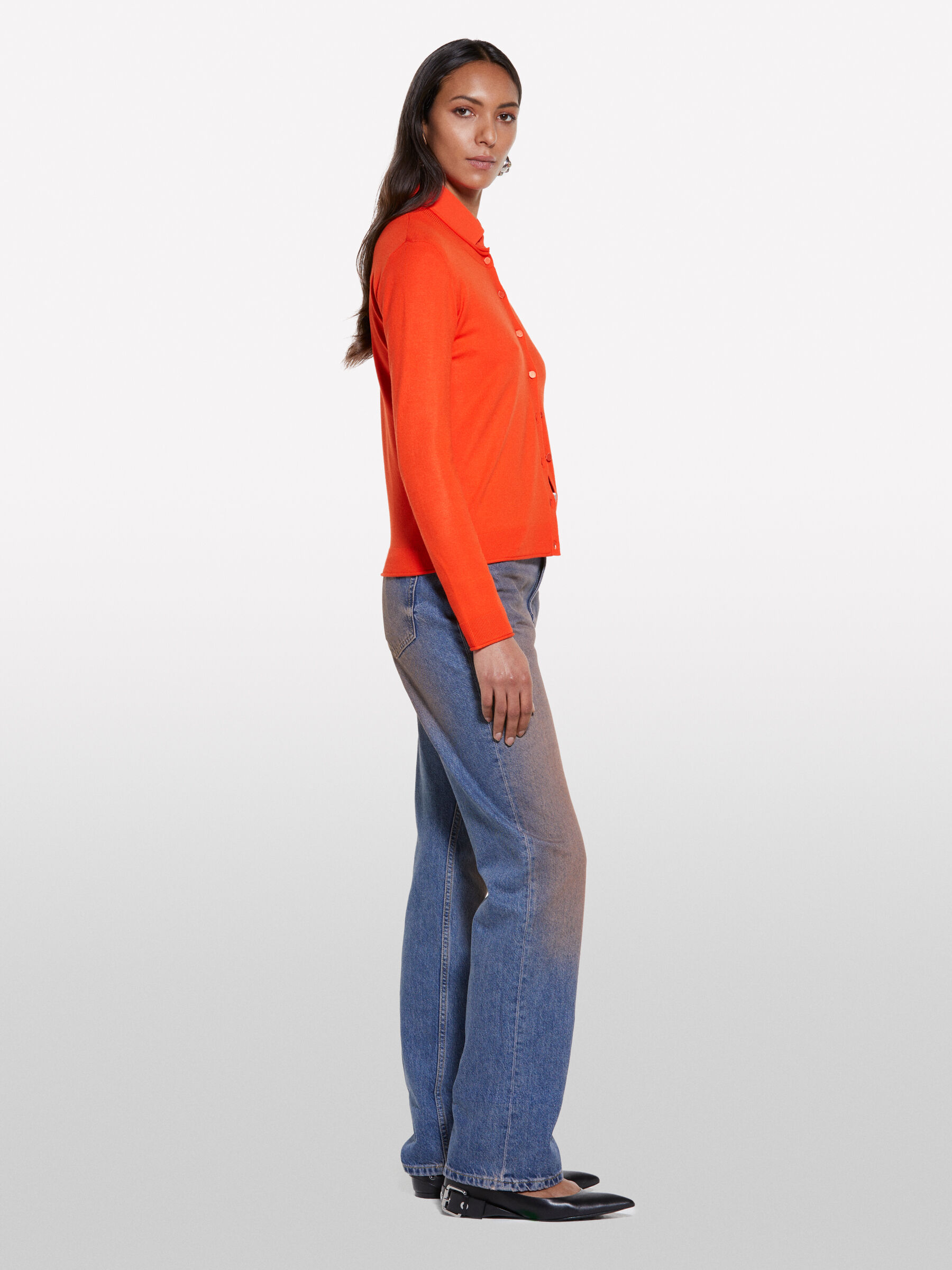Orange regular fit cardigan, Orange - Sisley