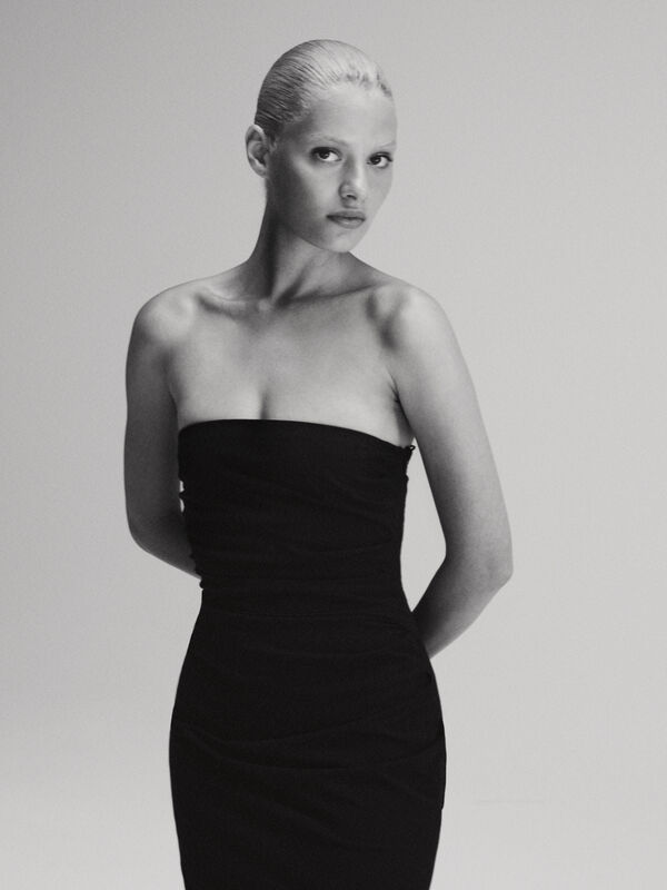 Slim fit dress with rouching - women's midi dresses | Sisley