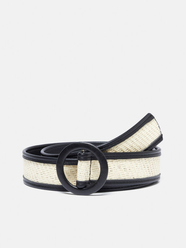 Braided belt in leather, Brown - Sisley