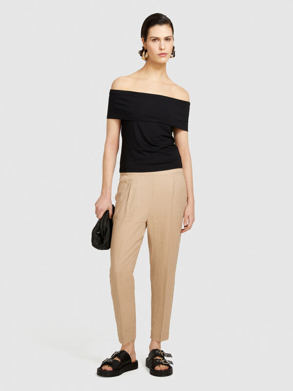 100% linen joggers - women's joggers | Sisley