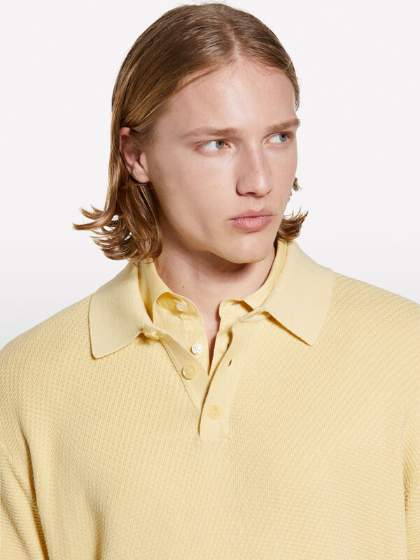 Yellow knit polo - men's polos | Sisley