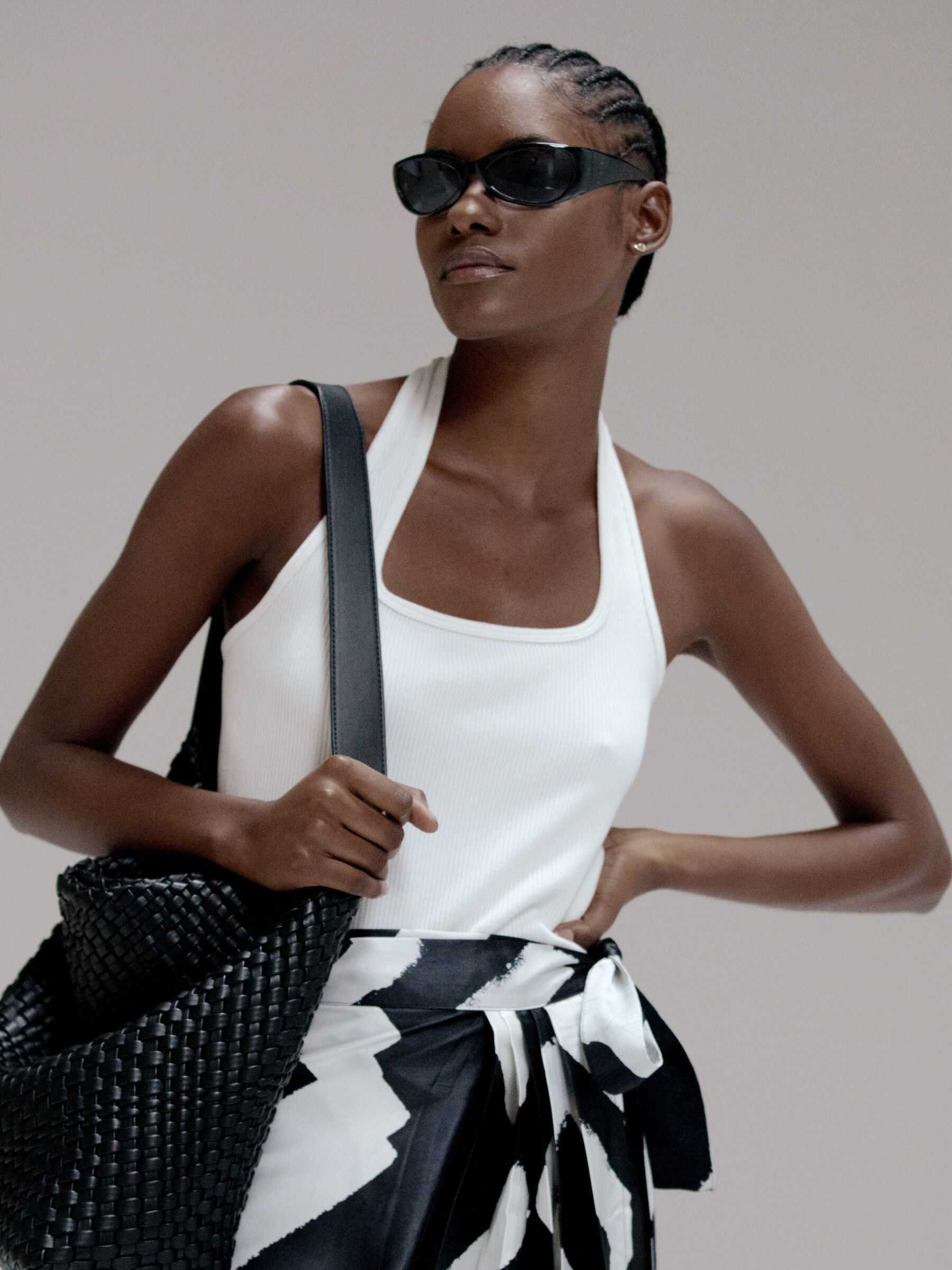 Seamless ribbed top, White - Sisley