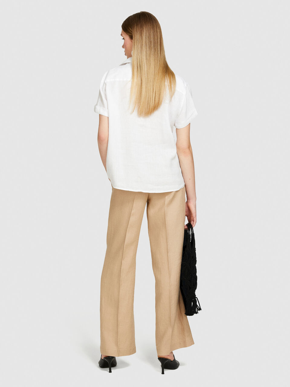 Short sleeve 100% linen shirt Women image number null