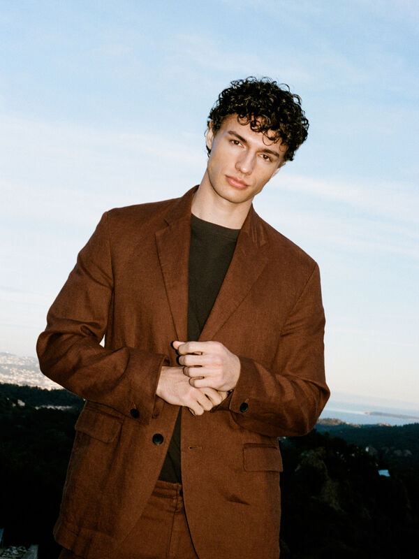 Dark brown 100% linen blazer - men's blazers | Sisley