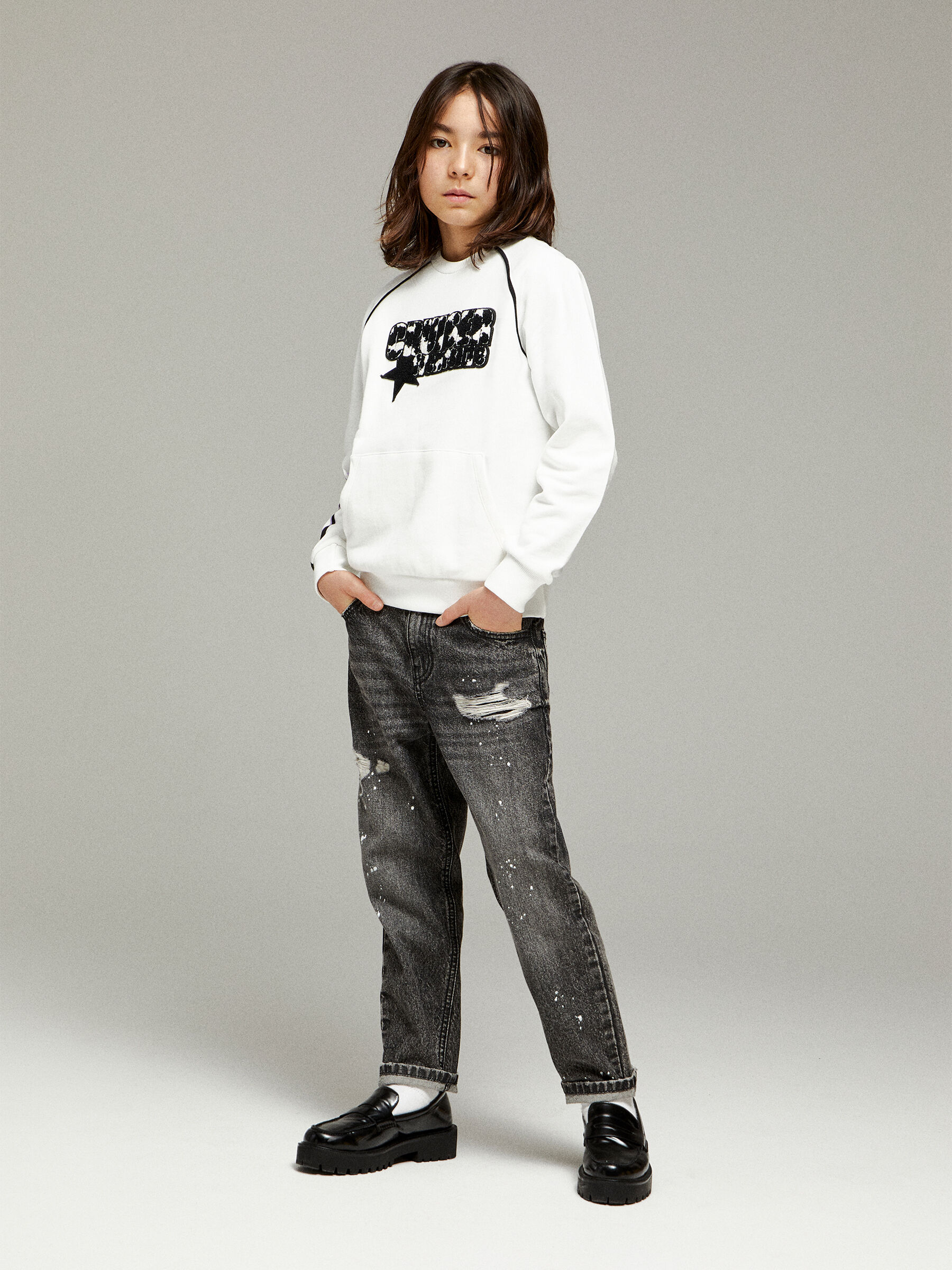 Baggy spray look jeans, Black - Sisley