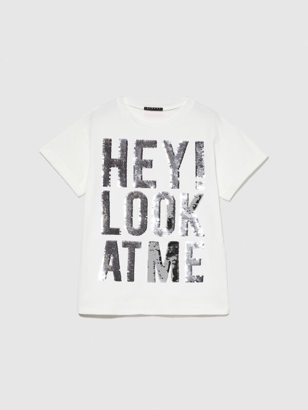 T-shirt with flip-up sequins - girls' short sleeve t-shirts | Sisley Young