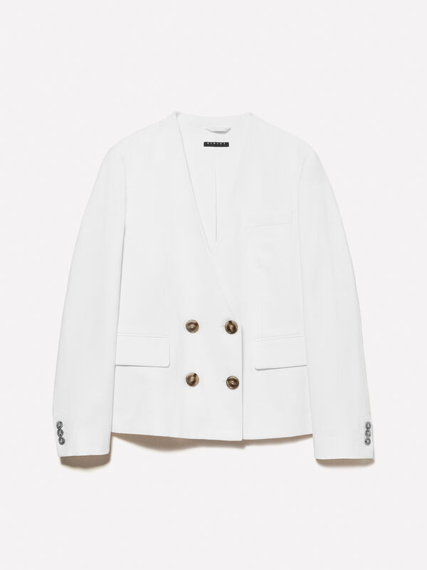 Cream white boy fit blazer - women's blazers | Sisley