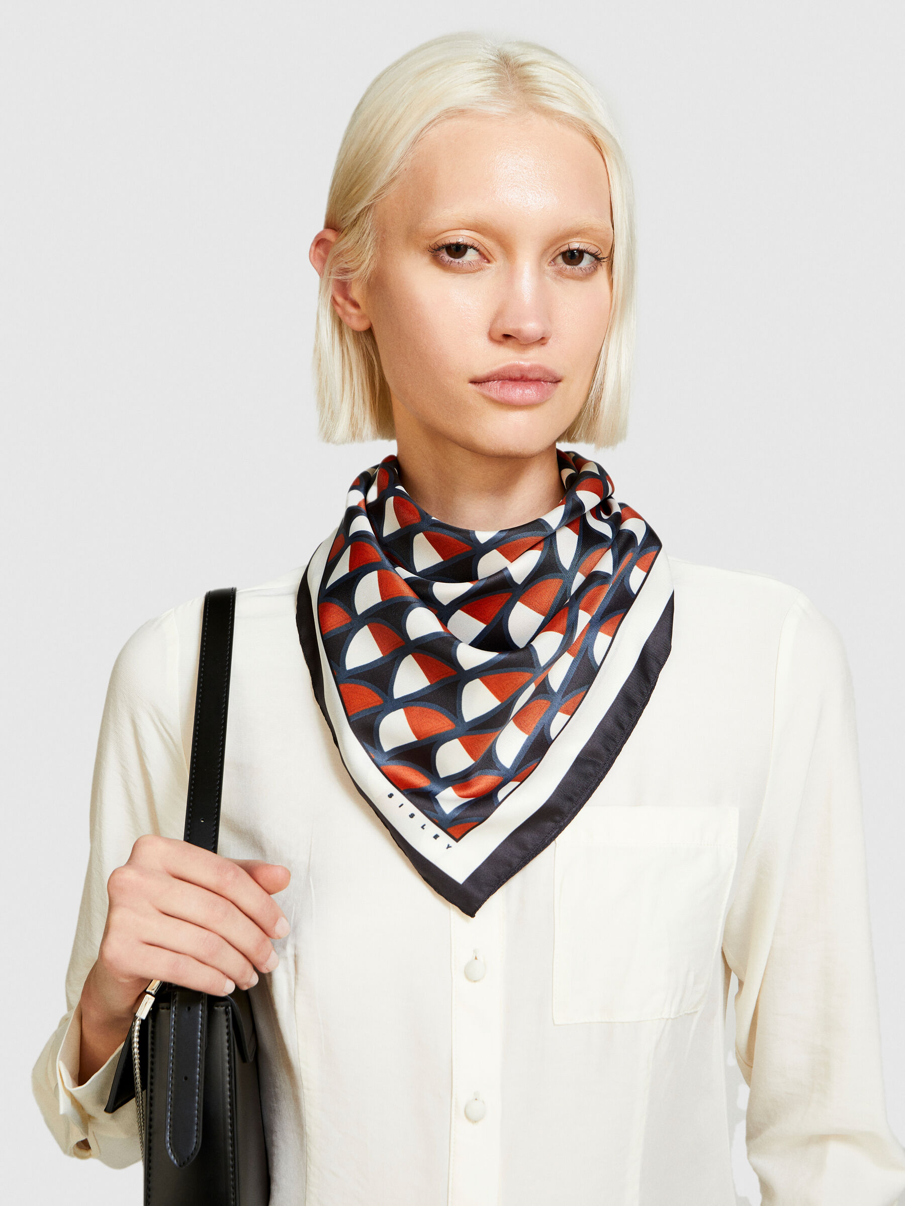 Printed square scarf, Multi-color - Sisley
