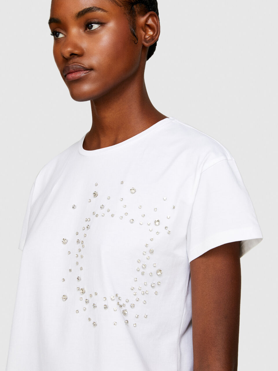 T-shirt with rhinestones Women image number null