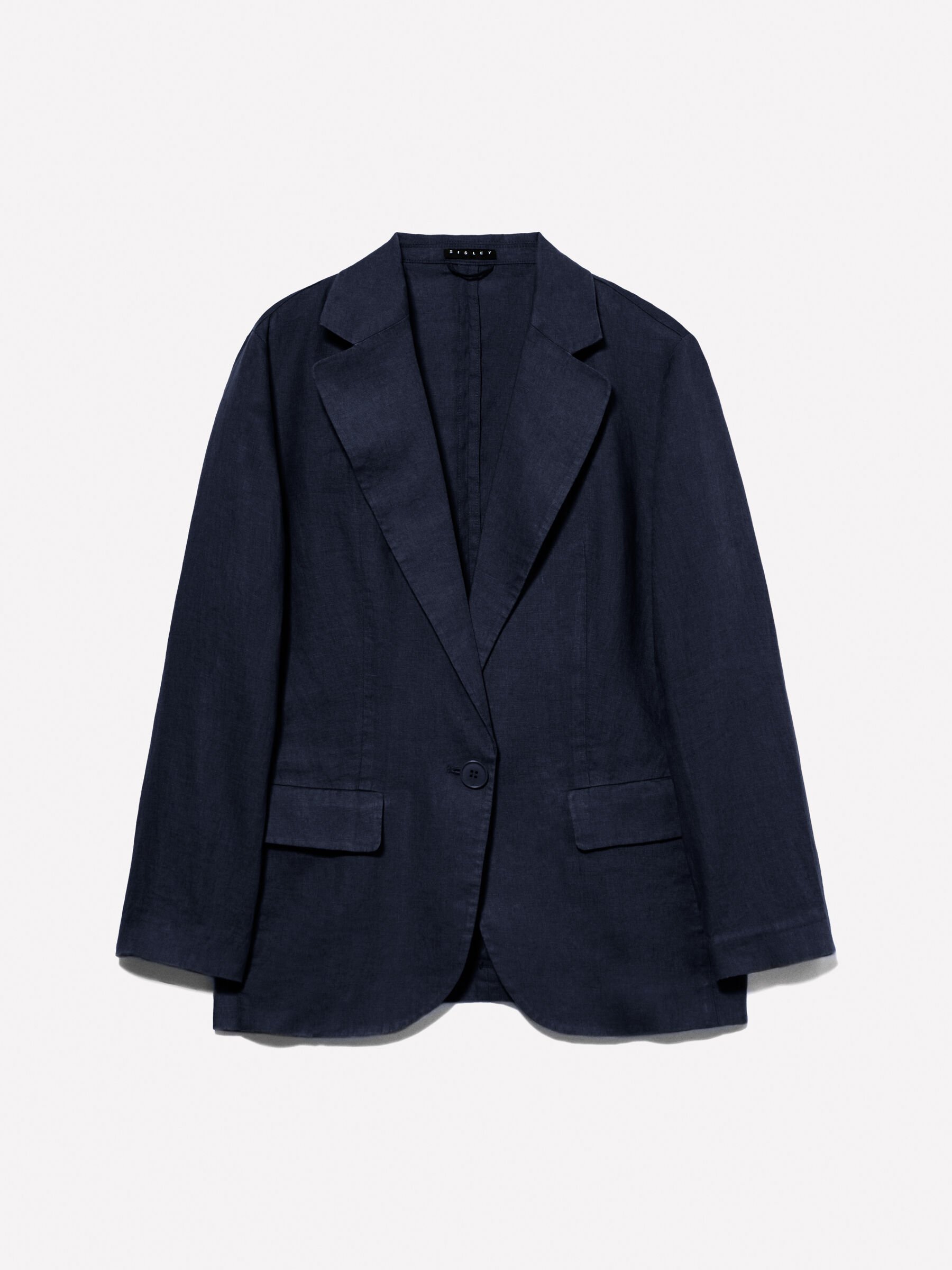 Dark blue 100% linen blazer, Dark Blue - Sisley