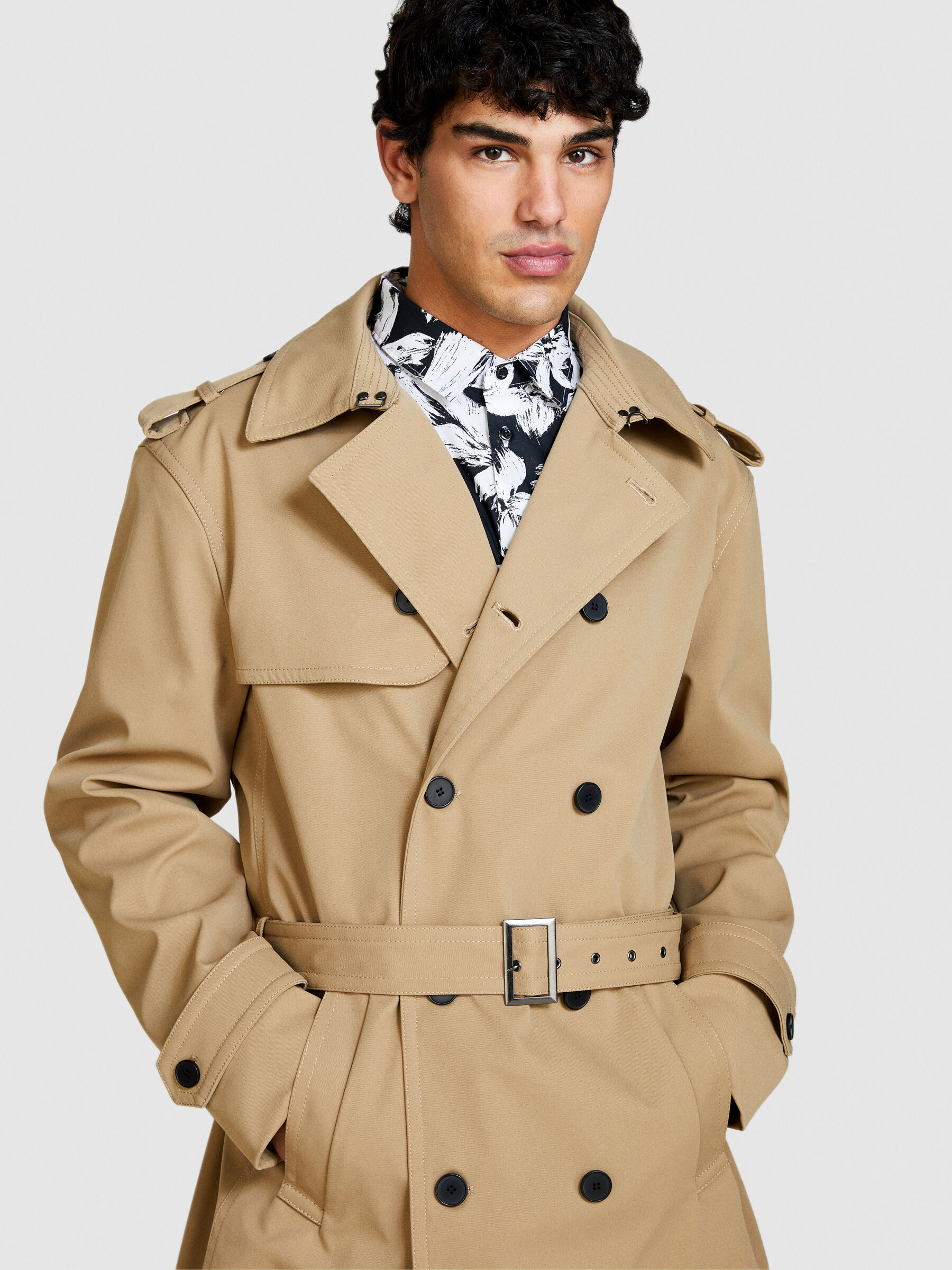 Men belted coat shop