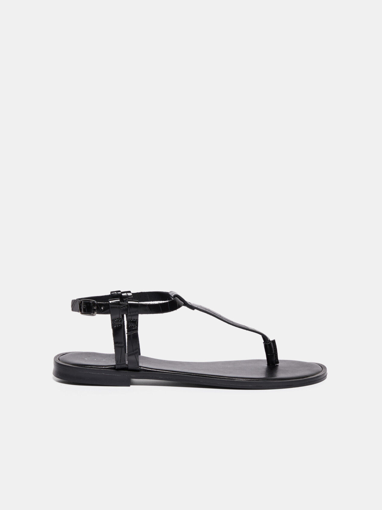 Thong sandals in black leather handmade in Italy | The leather craftsmen