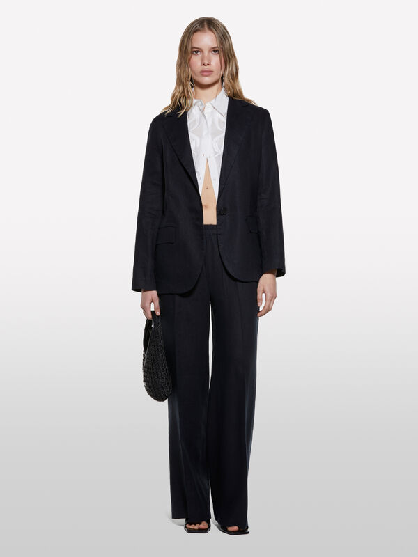 Black 100% linen blazer - women's blazers | Sisley