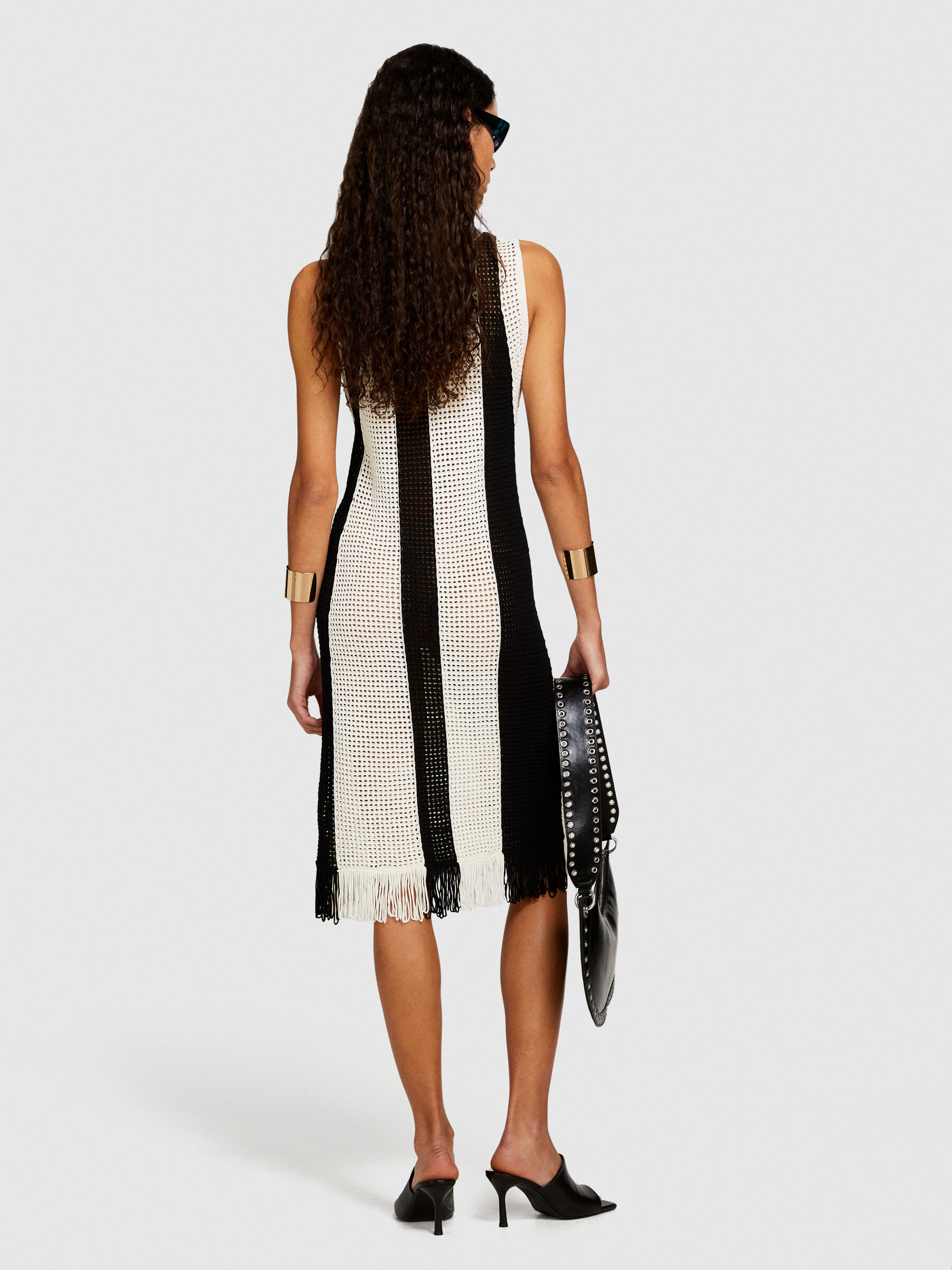 Striped perforated dress, Multi-color - Sisley