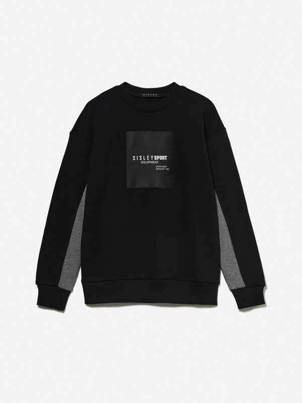 Black sweatshirt with logo tag - boys' knitwear | Sisley Young