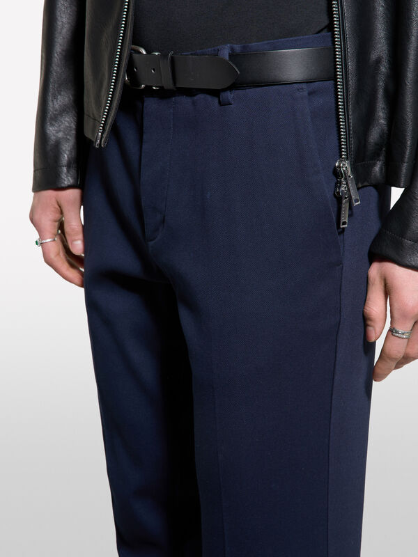 Dark blue slim fit chinos - men's chino trousers | Sisley
